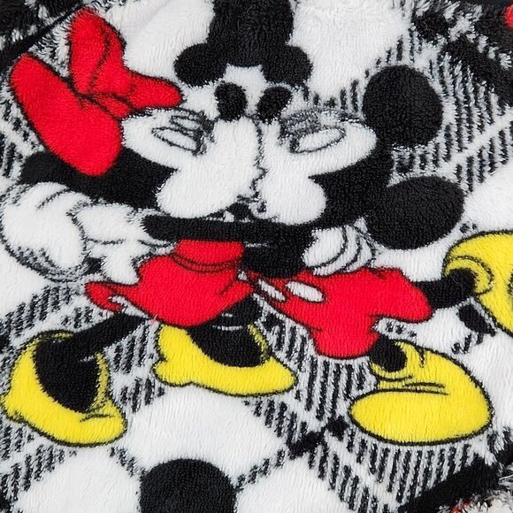 🧚‍♂️Disney Black & White Mickey & Minnie Print Fleece Pajama Pants Small - Picture 6 of 8